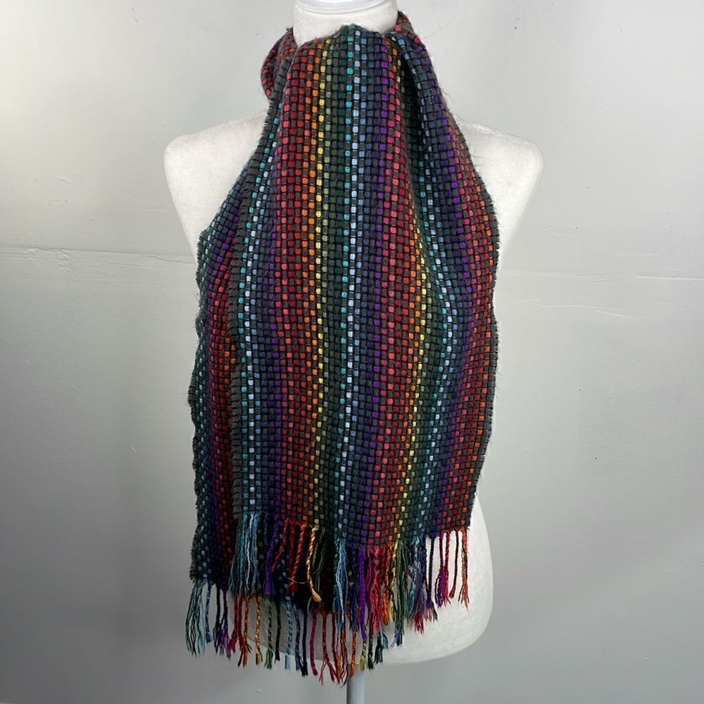Scarf Rectangular Rainbow Weave Warm Soft - Picture 2 of 10